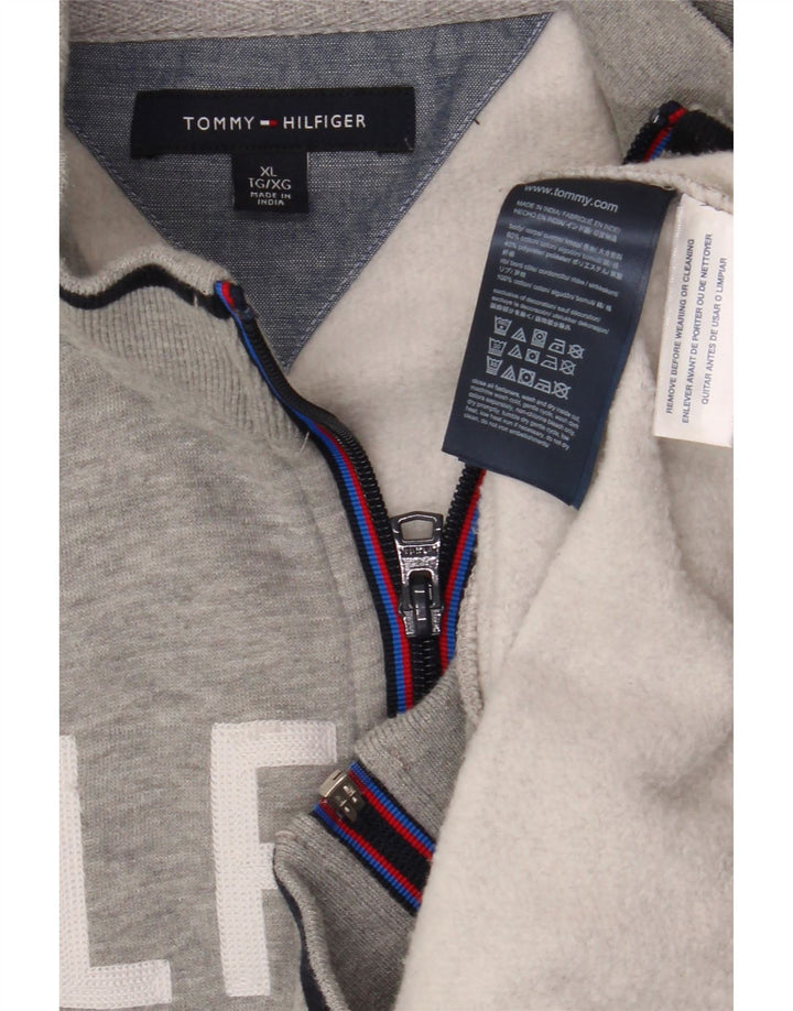 Męska kurtka dresowa TOMMY HILFIGER z grafiką XL, szara, bawełniana