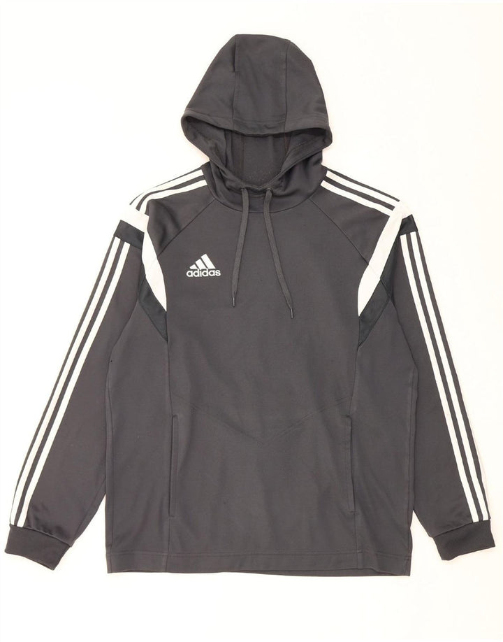 Męski sweter z kapturem ADIDAS, średnioszary, z blokami kolorów