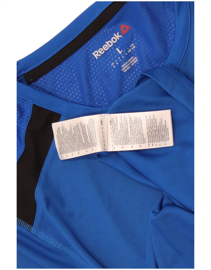 T-shirt damski Reebok Top UK 16, duży, niebieski, poliester z blokami kolorów