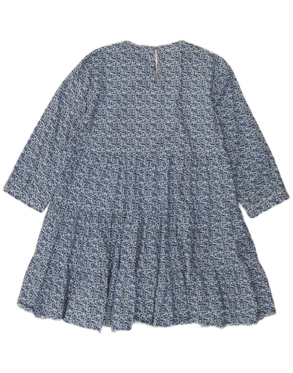 Warstwowa sukienka damska Zara z rękawem 3/4 UK 18 XL, niebieska, bawełniana w kwiaty