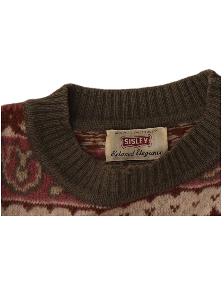 Męski sweter z okrągłym dekoltem Sisley XL, wielokolorowy Fair Isle