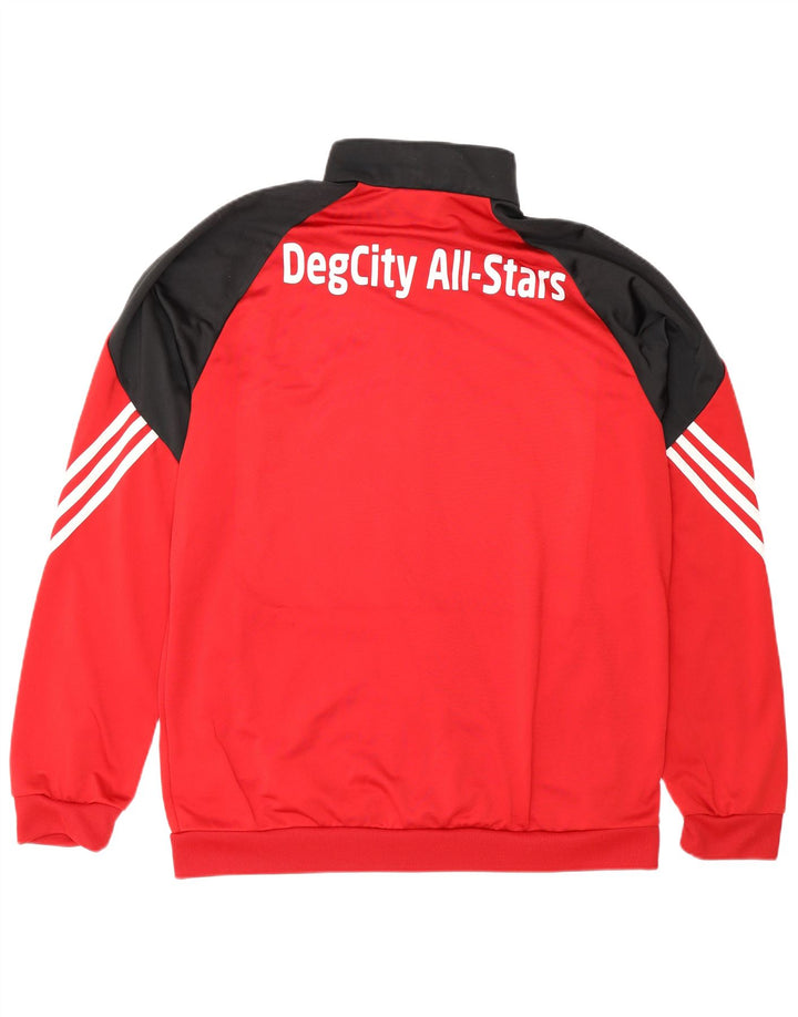 Adidas Męska bluza dresowa z grafiką, duża czerwona, poliestrowa z blokami kolorów