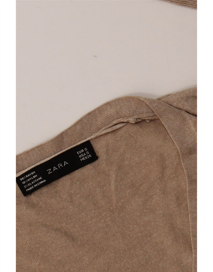 Sweter damski Zara z dekoltem w kształcie litery V, UK 10, mały beż