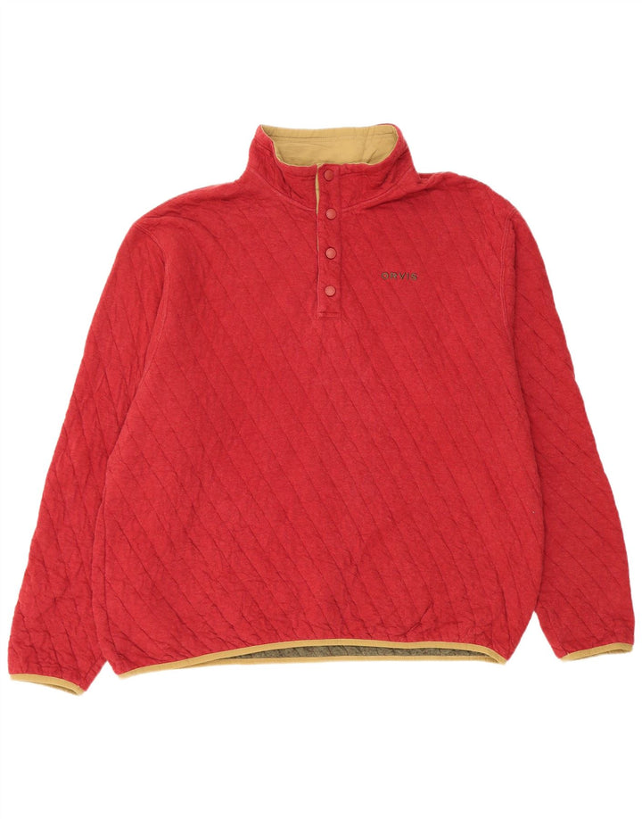 Męska bluza z dekoltem w kształcie litery Orvis, sweter XL, czerwona, bawełniana