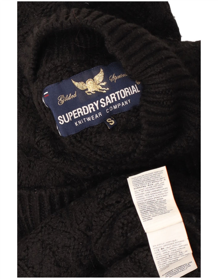 Damski sweter oversize Superdry z golfem UK 10, mały, czarny