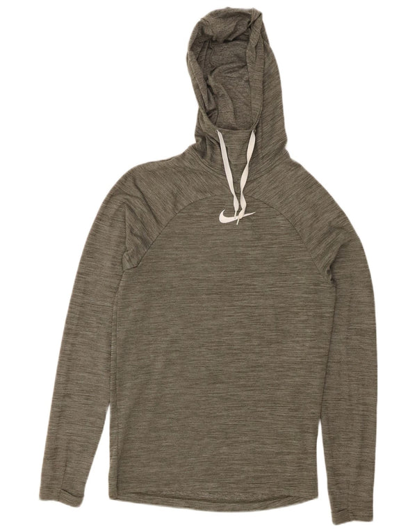 Damski sweter z kapturem NIKE Dri Fit, UK 6 XS, khaki, nakrapiany poliester