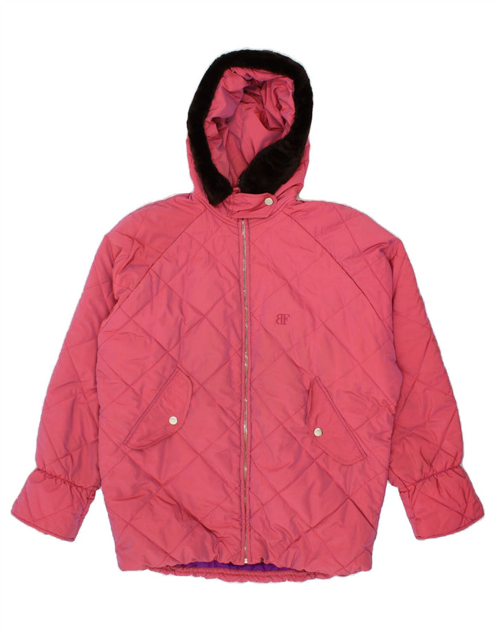 BELFE & BELFE Womens Oversized Hooded Padded Jacket IT 44 Medium Pink Vintage Belfe & Belfe and Second-Hand Belfe & Belfe from Messina Hembry 