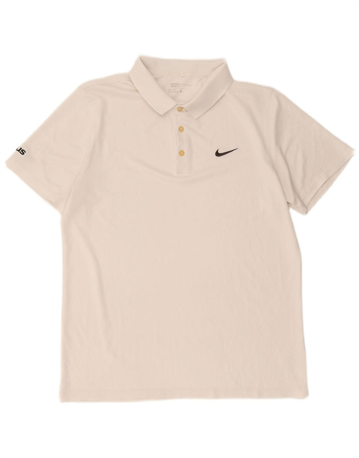 Męska koszulka polo Nike Dri Fit, duża, biała, poliestrowa
