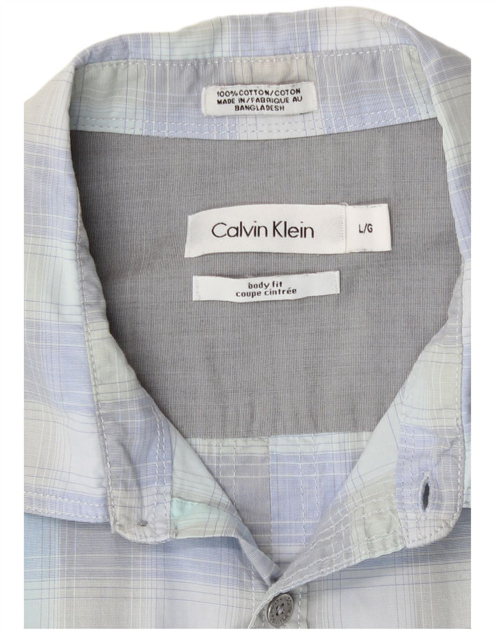Koszula męska Calvin Klein, duża, niebieska, bawełniana w kratę