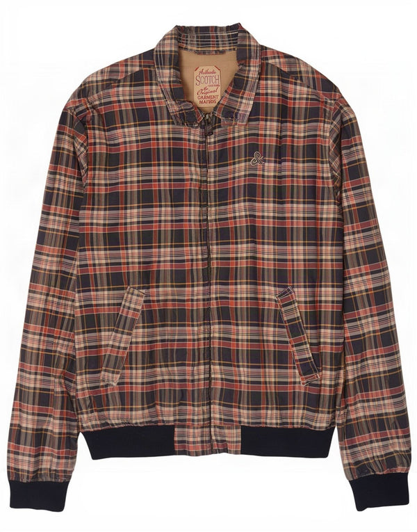 Męska kurtka bomber Scotch & Soda UK 42 XL, poliester w niebieską kratkę