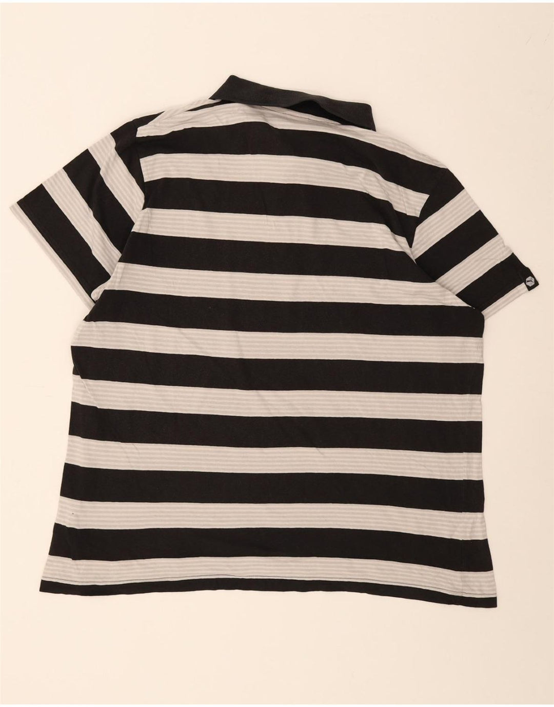 PUMA Mens Polo Shirt 2XL Black Striped Cotton Vintage Puma and Second-Hand Puma from Messina Hembry 