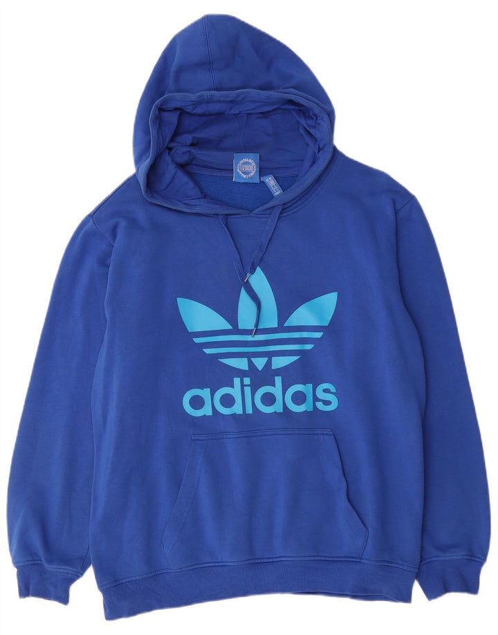 Męska bluza z kapturem Adidas Graphic, średnia niebieska, bawełniana