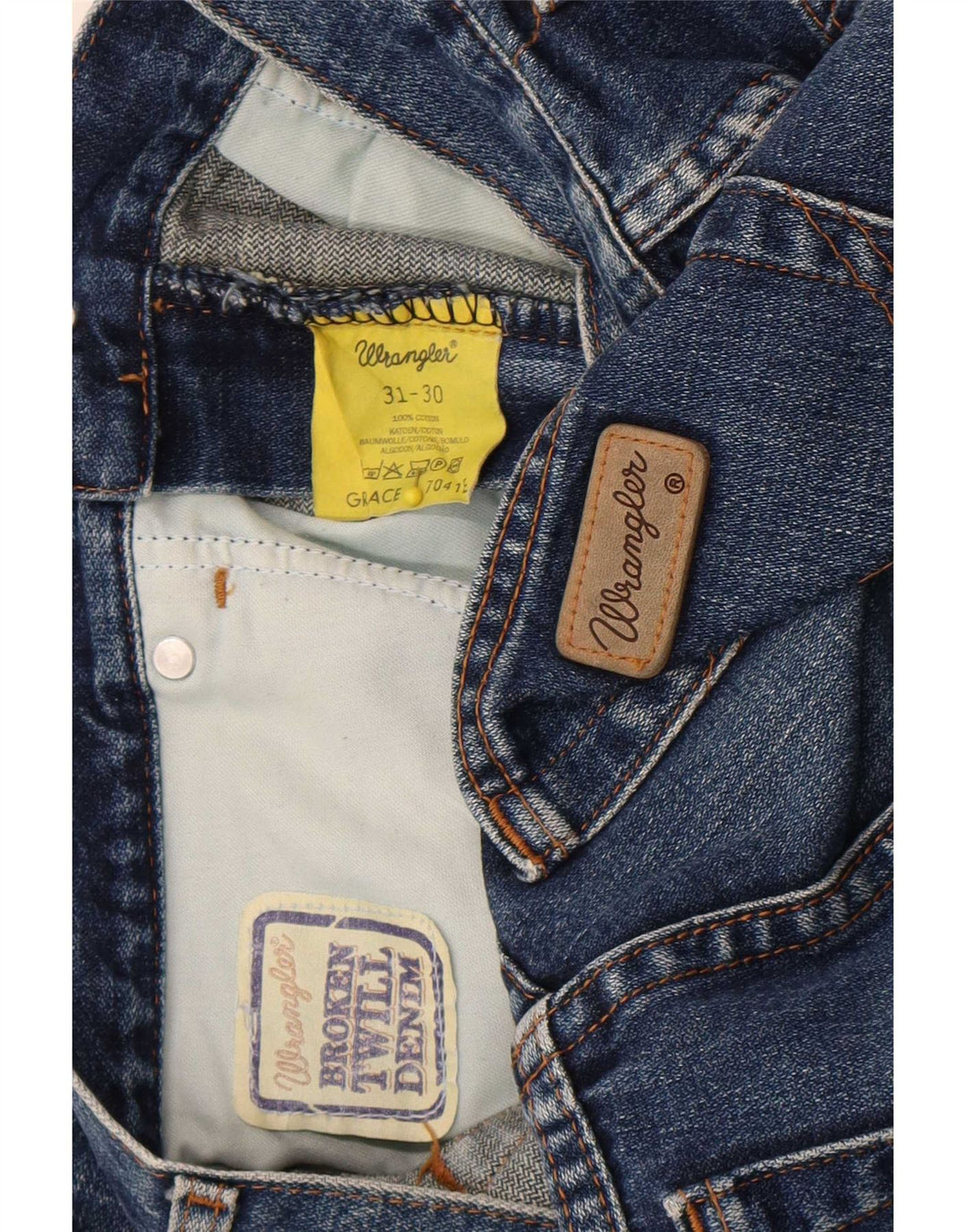 Damskie jeansy Wrangler Grace Straight W31 L30 Niebieskie bawełniane