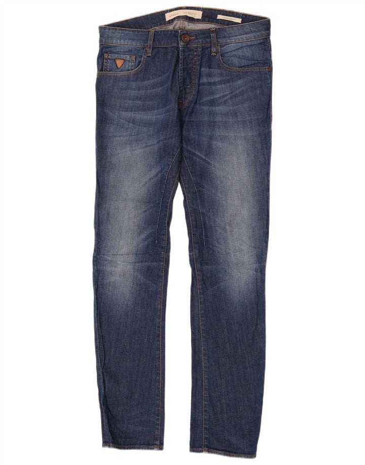Guess Męskie jeansy slim W32 L34 Niebieskie bawełniane