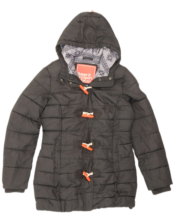 Damska wyściełana kurtka z kapturem Superdry UK 14, średnioszary poliester