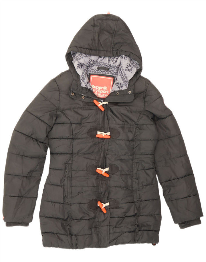 Damska wyściełana kurtka z kapturem Superdry UK 14, średnioszary poliester