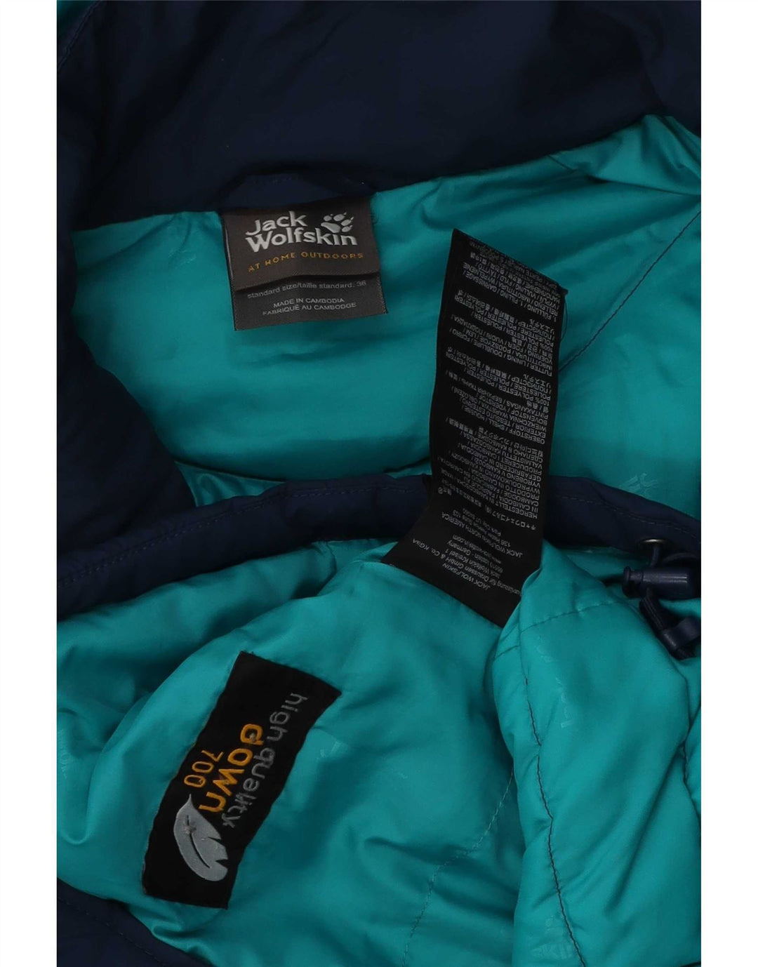 Damska ocieplana kurtka z kapturem Jack Wolfskin UK 8/10, mała, granatowa, poliester