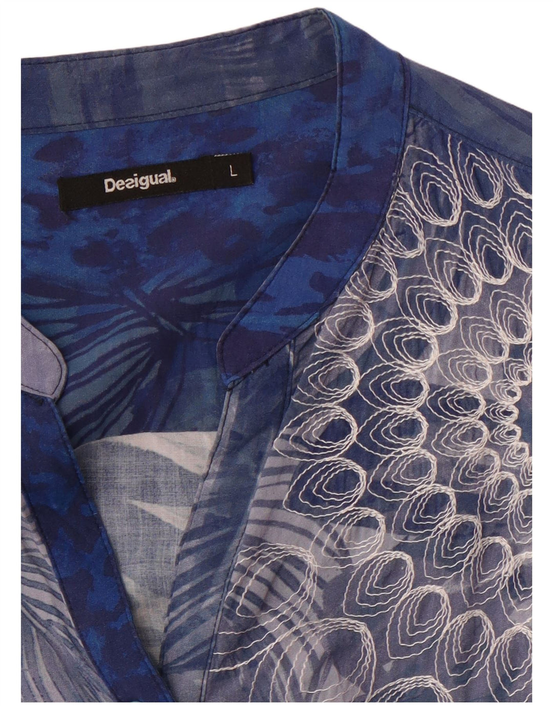 Damska bluzka koszulowa DESIGUAL UK 14, duża niebieska w kwiaty