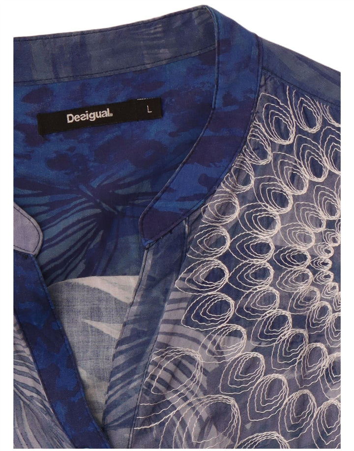 Damska bluzka koszulowa DESIGUAL UK 14, duża niebieska w kwiaty