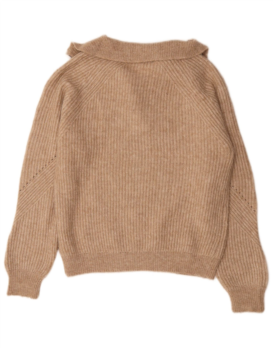 Marks & Spencer Damski sweter z zamkiem błyskawicznym UK 10, mały, brązowy, nakrapiany