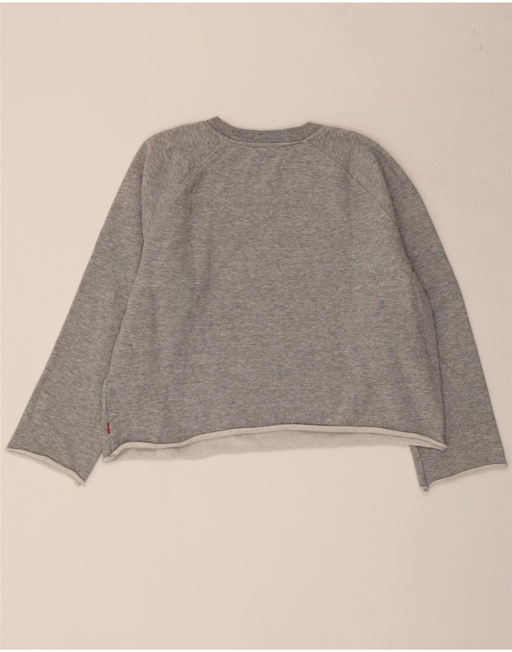 Damski sweter LEVI'S Crop Graphic UK 16, duży, szary nakrapiany