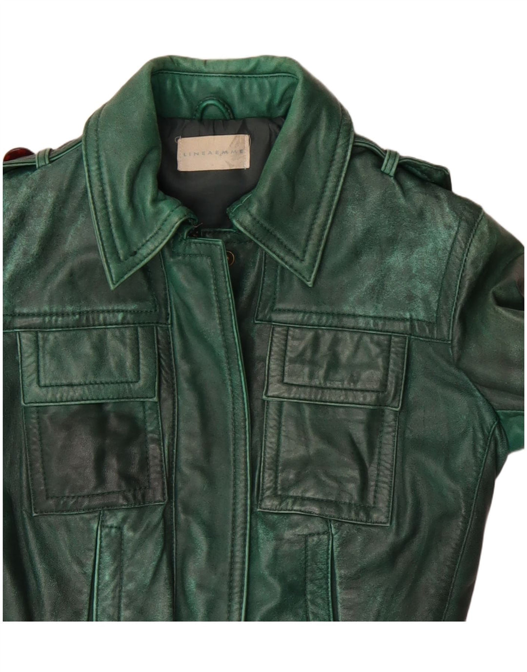 Kurtka skórzana damska Linea Emme UK 8, mała, zielona