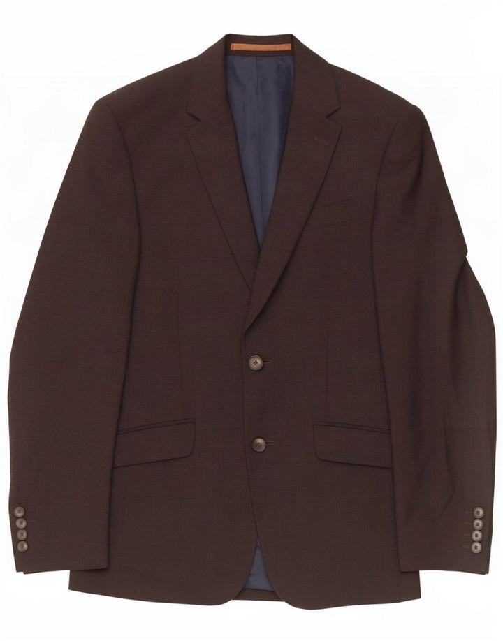 Marks & Spencer Męska marynarka slim fit zapinana na 2 guziki UK 34 XS Brązowa wełna