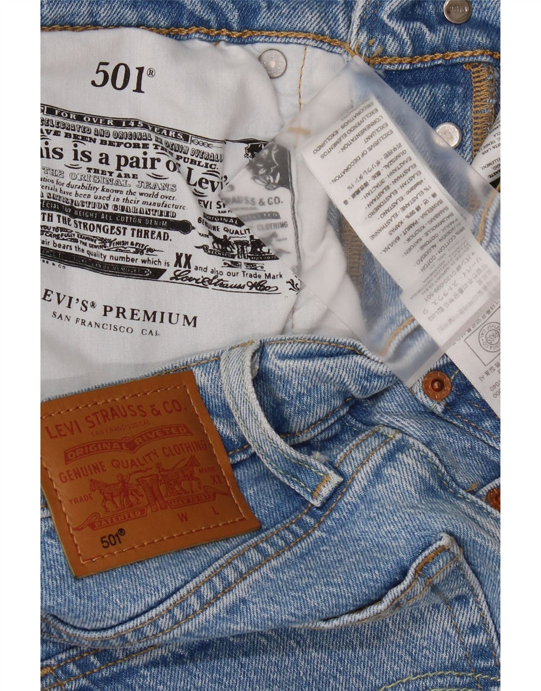 Damskie jeansy Levi's 501 z wysokim stanem 28 W28 L26 Niebieskie bawełniane