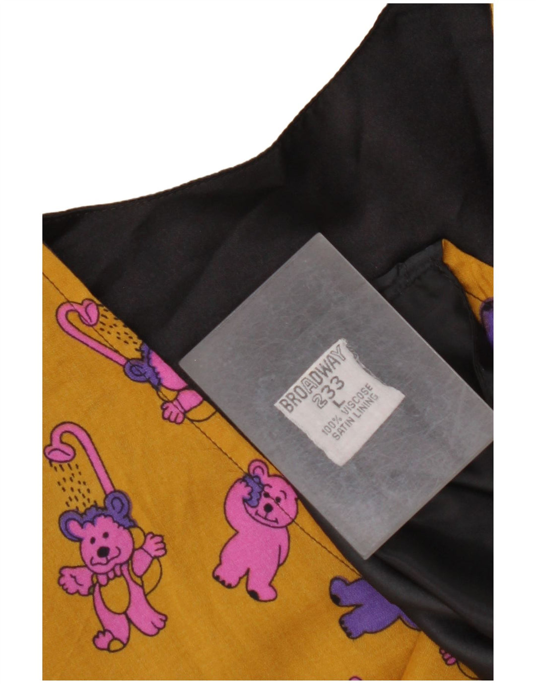 BROADWAY Męska kamizelka z grafiką, duża, żółta wiskoza z blokami kolorów