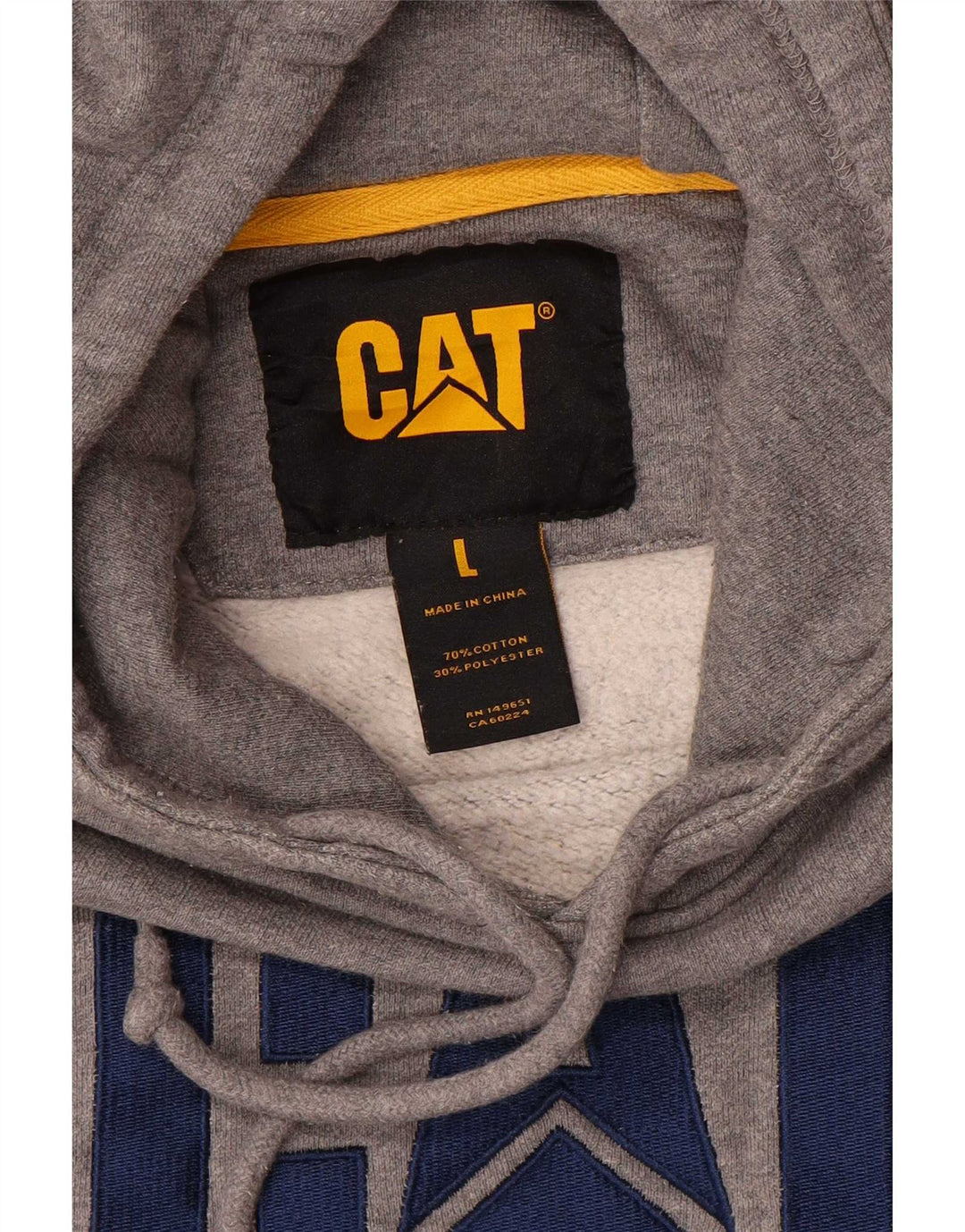 Męski sweter z kapturem CAT, duży, szary, bawełniany