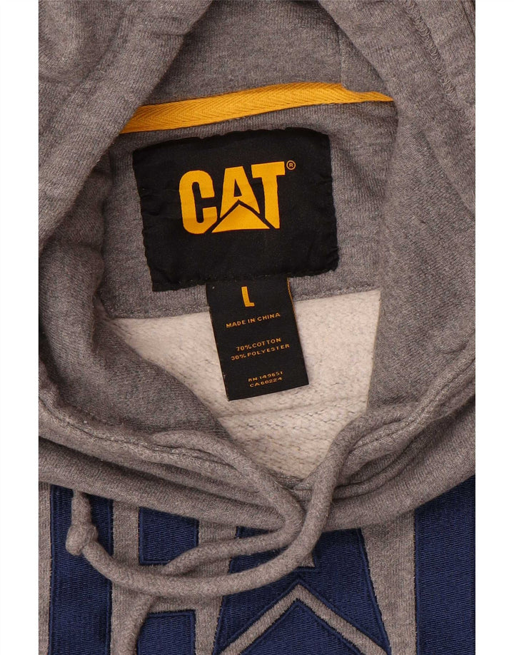 Męski sweter z kapturem CAT, duży, szary, bawełniany