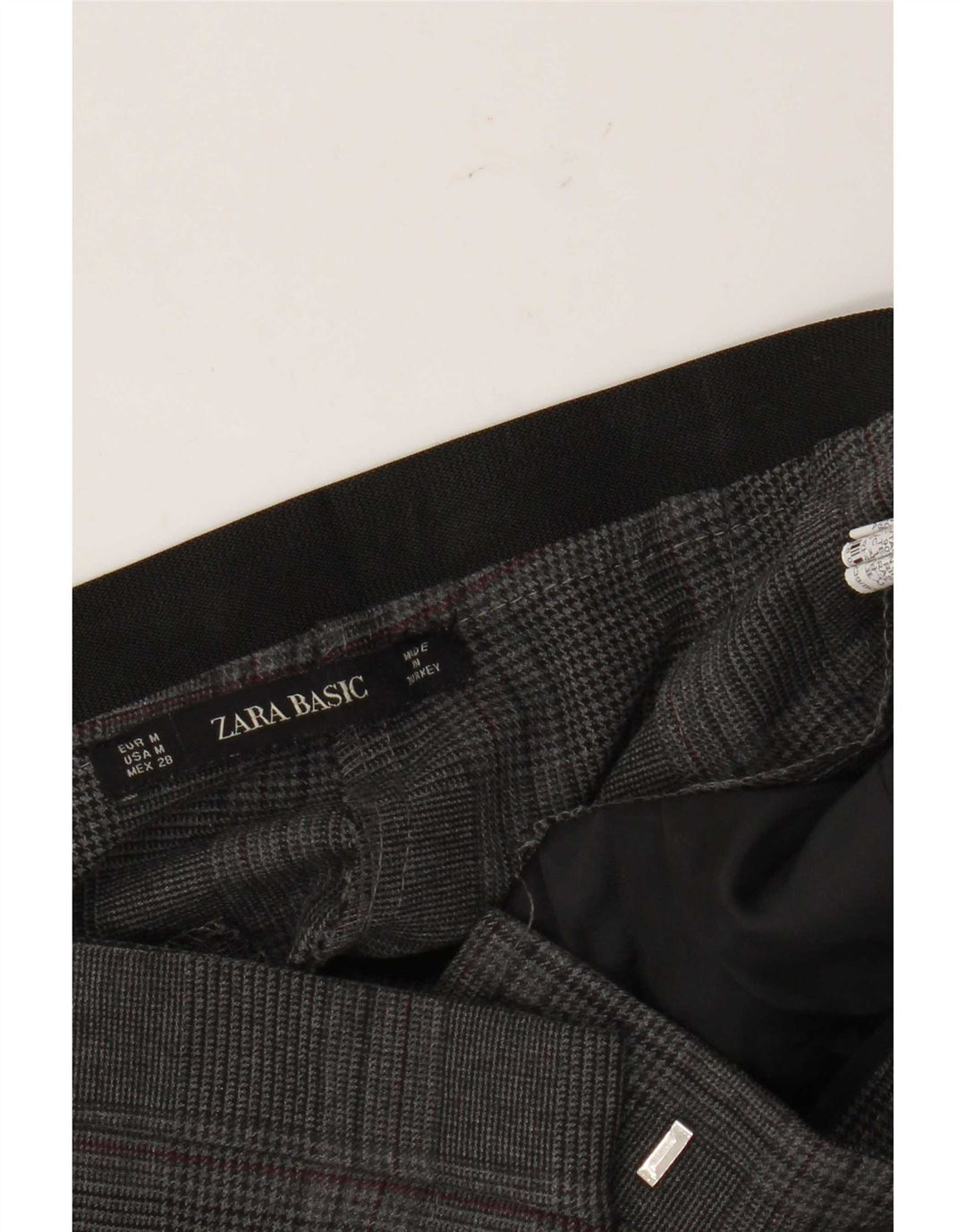 Damskie spodnie garniturowe Zara Slim Medium W28 L27 Szara kratka