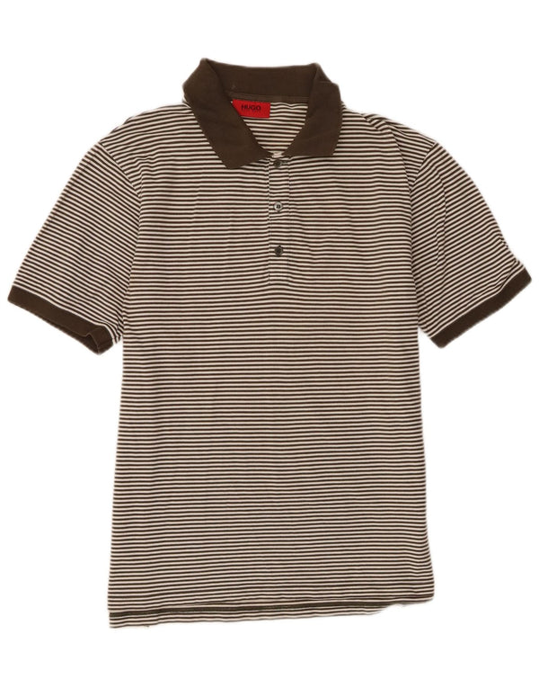 Męska koszulka polo Hugo Boss XL, khaki, w prążki, bawełniana