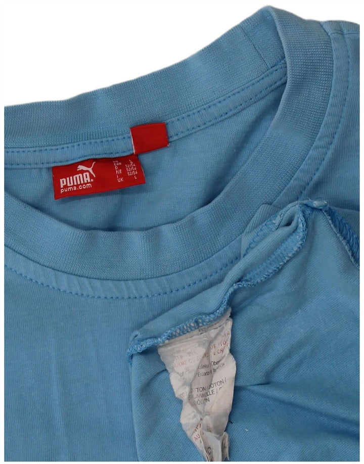 Męski T-shirt z grafiką PUMA, duży, niebieski, bawełniany