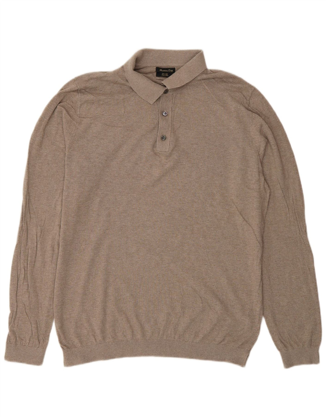 Męski sweter polo Massimo Dutti w kolorze średniego beżu, bawełniany