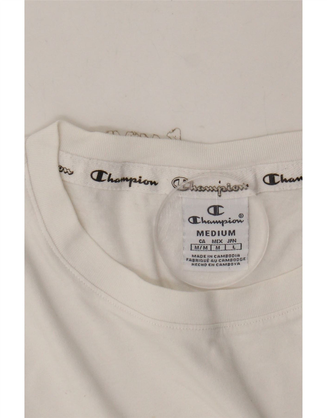 CHAMPION Womens Graphic T-Shirt Top UK 12 Medium White Vintage Champion and Second-Hand Champion from Messina Hembry 