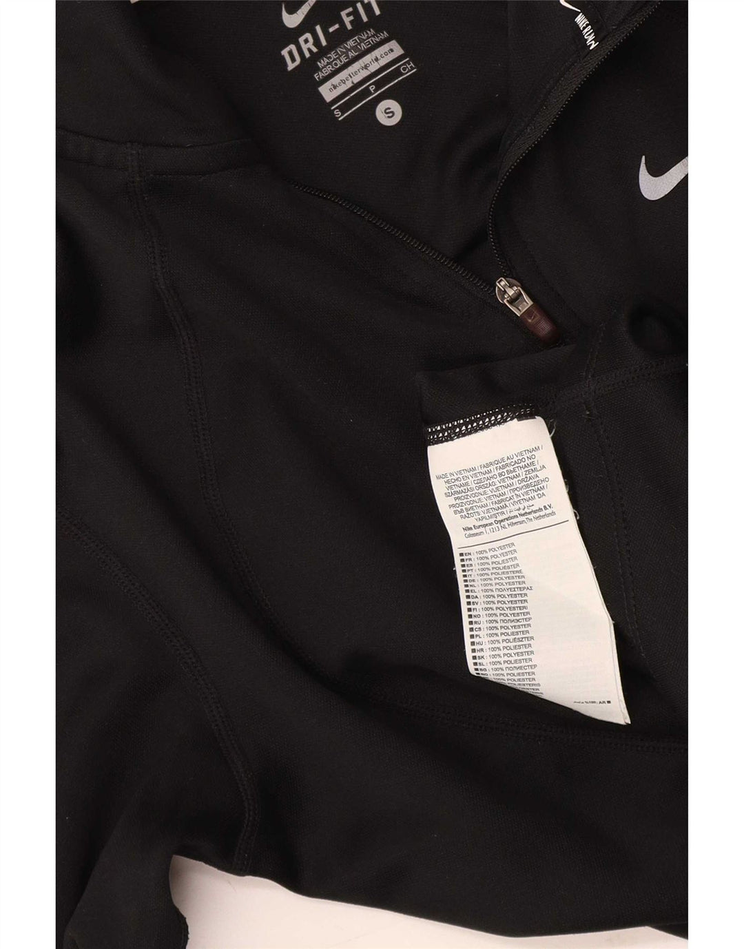 Damski dres Nike Dri Fit z zamkiem błyskawicznym na szyi, UK 10, mały, czarny