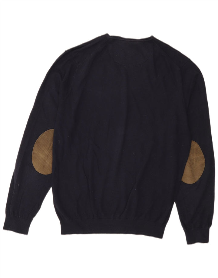 Męski sweter Massimo Dutti z dekoltem w kształcie litery V, duży, granatowy, bawełniany