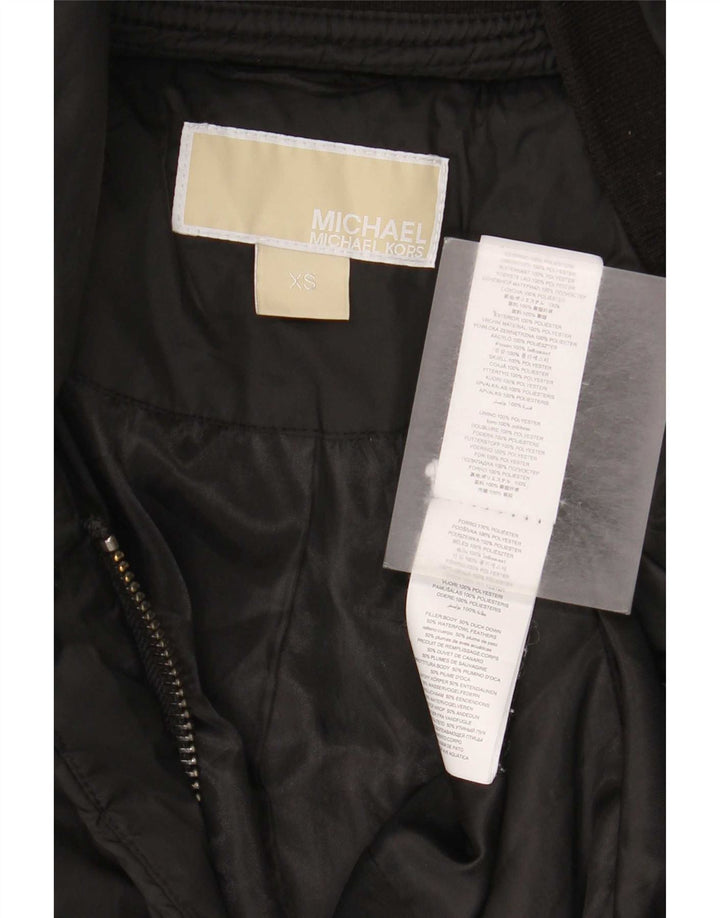 Damski płaszcz Michael Kors z kapturem, oversize, wyściełany UK 6 XS, czarny poliester
