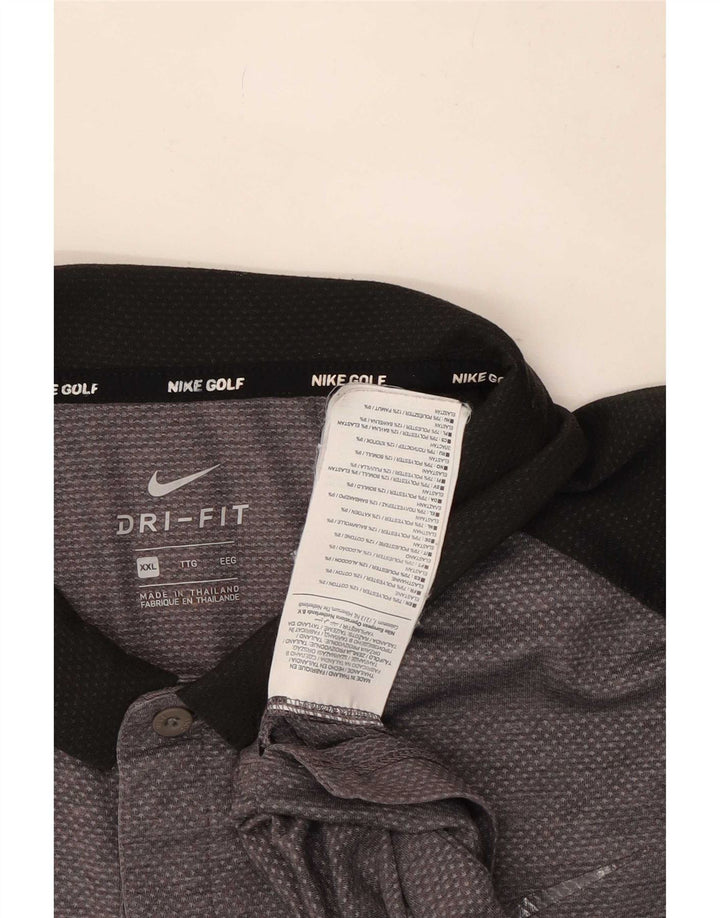 Męska koszulka polo Nike Dri Fit 2XL Szary poliester z blokami kolorów