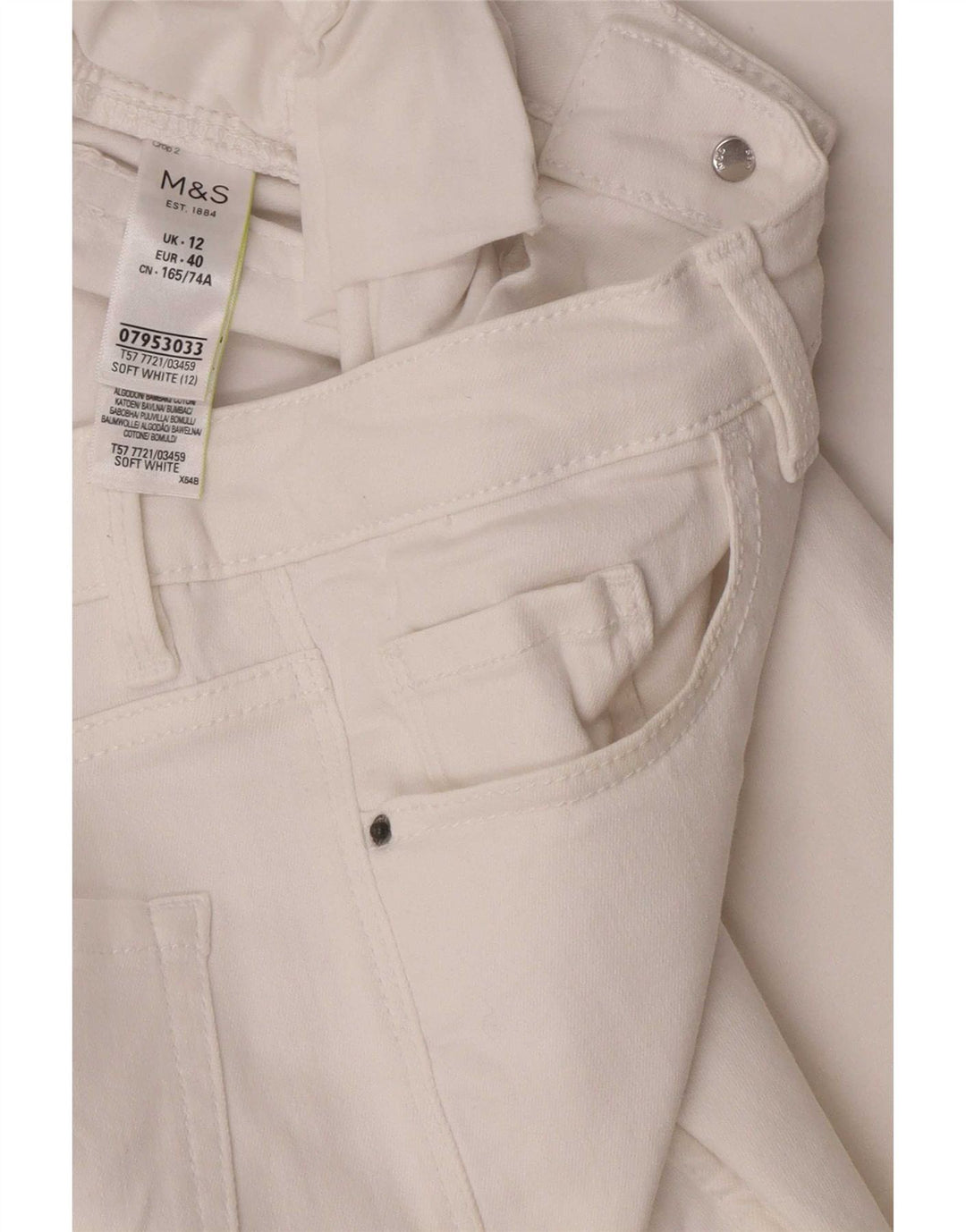 Marks & Spencer Damskie jeansy Cropped UK 12 Medium W28 L23 Biała bawełna