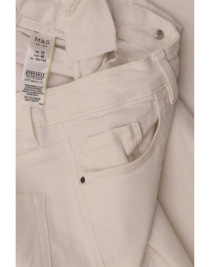 Marks & Spencer Damskie jeansy Cropped UK 12 Medium W28 L23 Biała bawełna