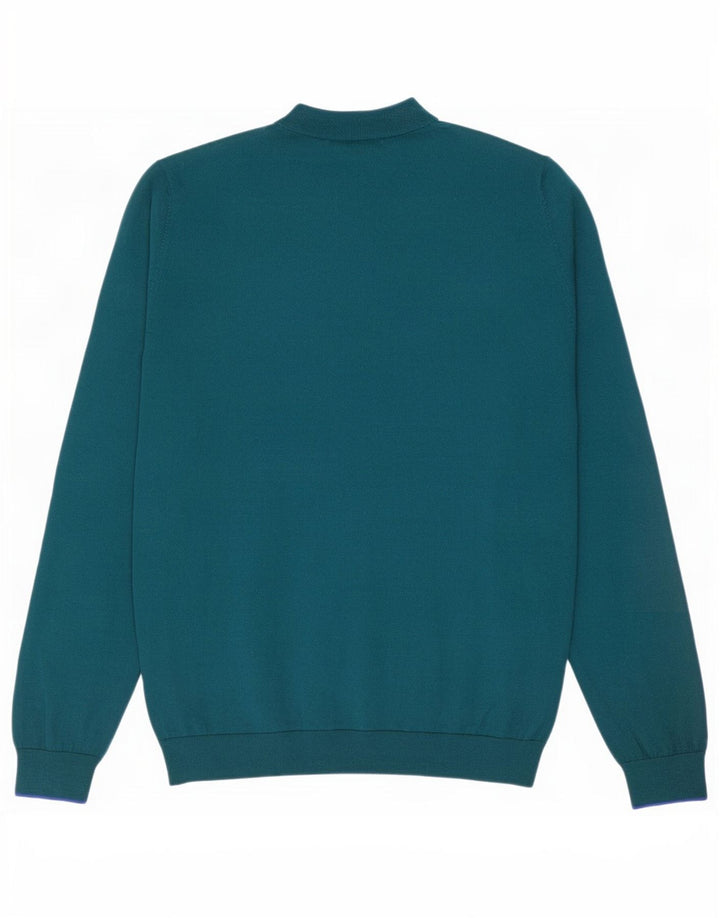 Męski sweter Paul Smith z okrągłym dekoltem, duży, zielony, z wełny merynosów