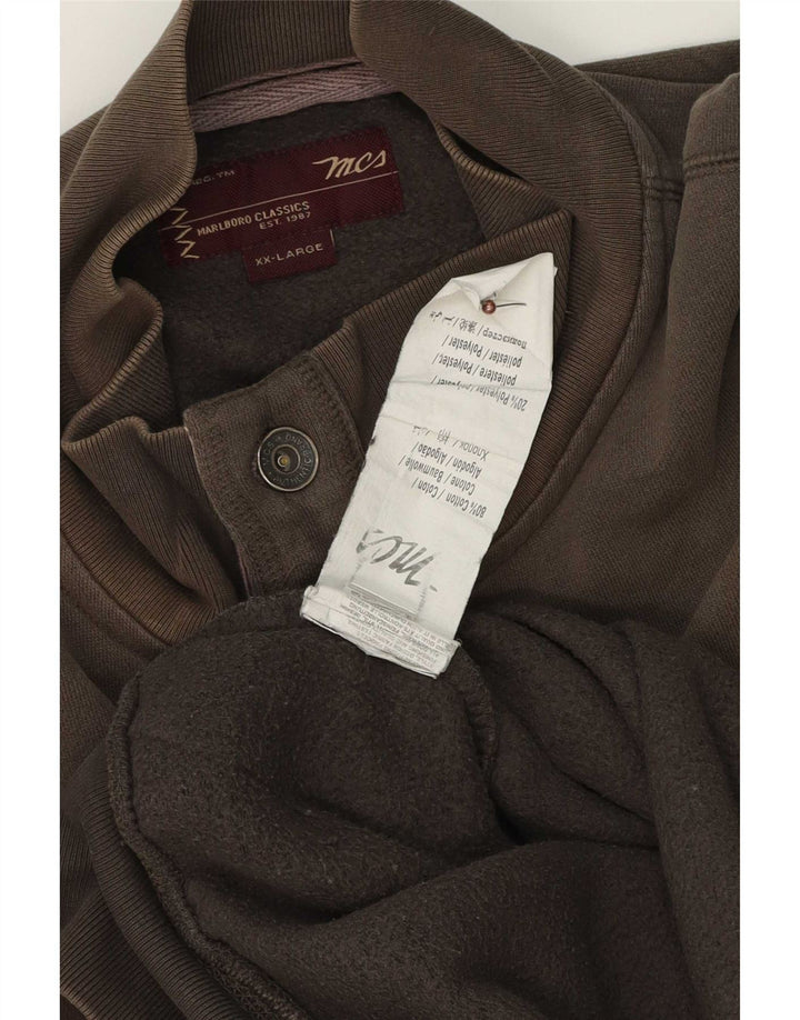 Marks & Spencer Męski sweter z grafiką i dekoltem w serek, 2XL, brązowy, bawełniany