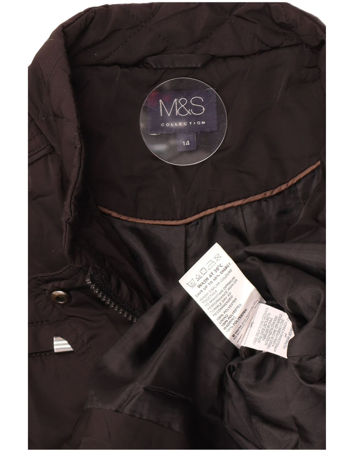 Marks & Spencer Damska pikowana kurtka UK 14, duża, czarna, poliester