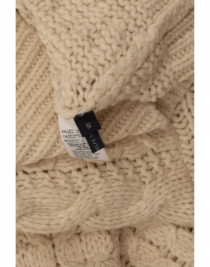 Męski sweter rozpinany na zamek błyskawiczny z kartką pocztową, mała wełniana w kolorze złamanej bieli