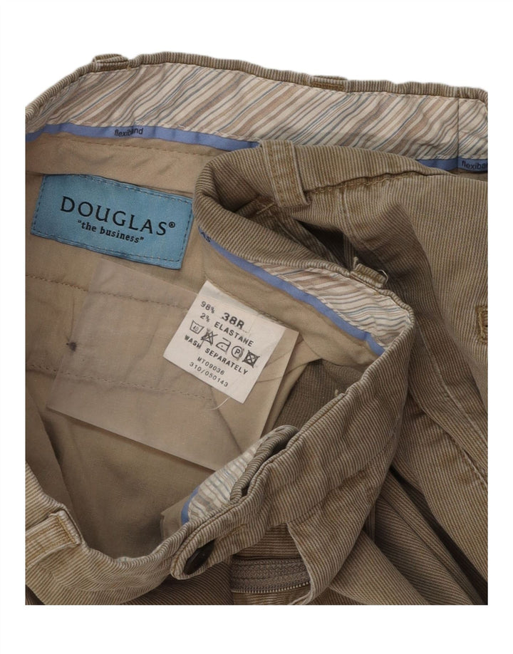 DOUGLAS Męskie proste sztruksowe spodnie W38 L31 Beżowa bawełna