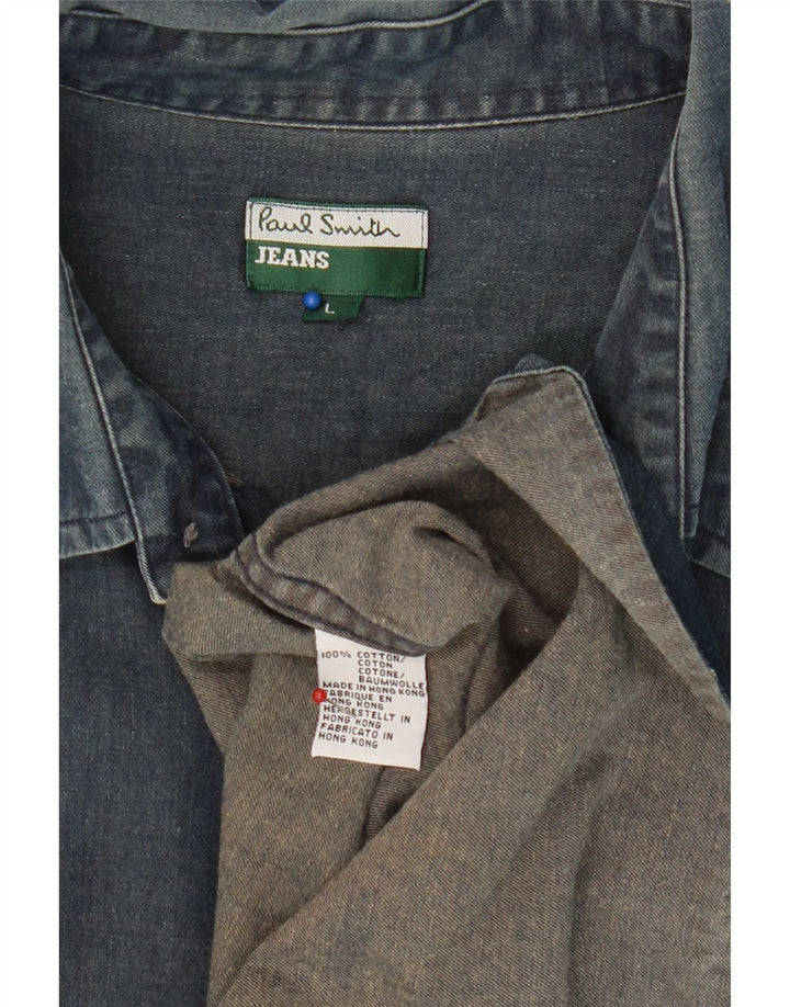 Męska koszula dżinsowa Paul Smith z krótkim rękawem, duża, granatowa, bawełniana