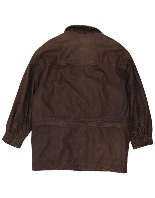 JOHN B Męska kurtka skórzana UK 46 3XL Brązowa skóra