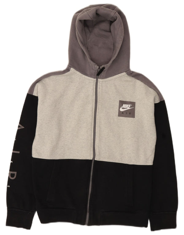 Chłopięcy sweter z kapturem i zamkiem NIKE Air Graphic 13-14 lat XL, czarny, z blokami kolorów